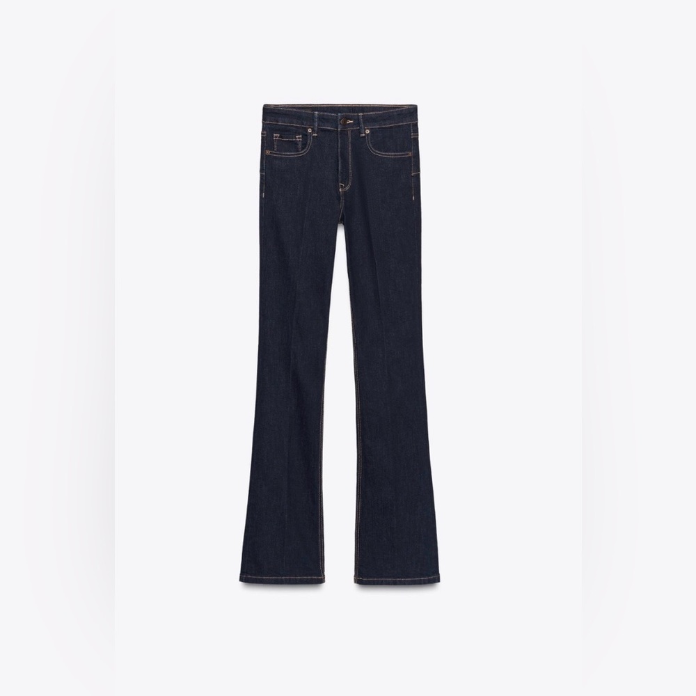 Zara Signature Denim The High Waist Skinny Flare Jeans in Zack Blue size 2 NWT
